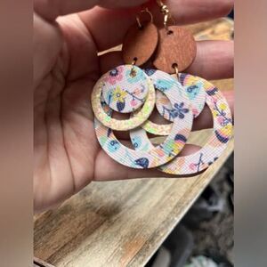 Multi-Layered Floral Print Earrings